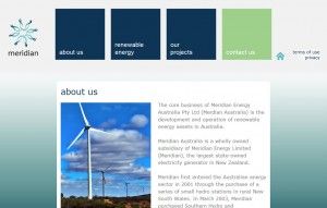 Meridian Energy Website Screenshot